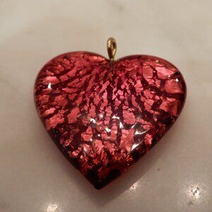 Glass and Foiled Red Heart Pendant